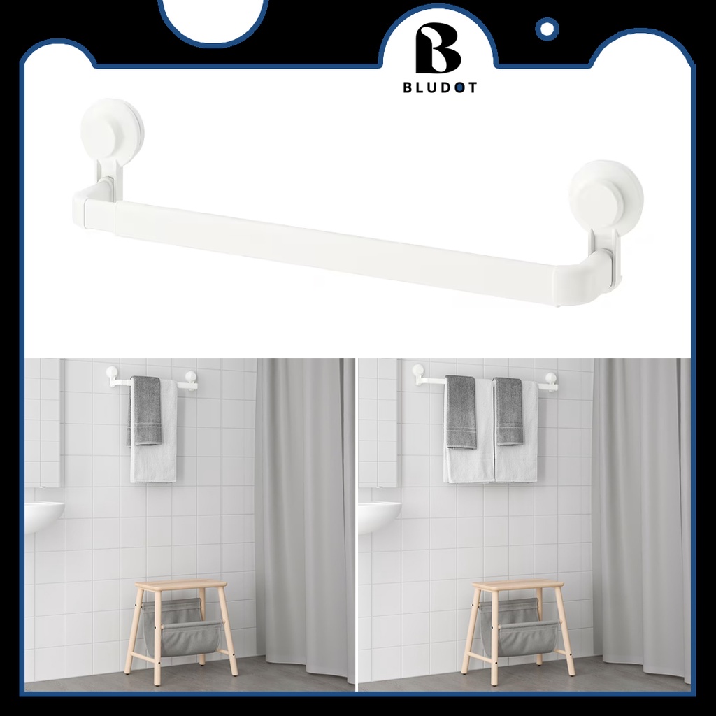 IKEA TOWEL RACK TISKEN TOWEL RACK WITH SUCTION CUP ADJUSTABLE LENGTH