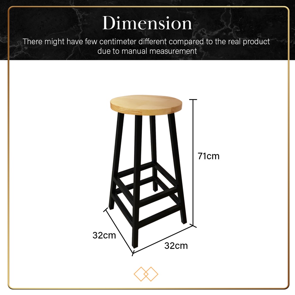 FINSSO: Dante Bar Stool High Foot Round Stool