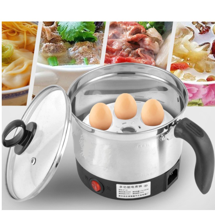 1.5 L Periuk Nasi Elektrik Tahan Karat / Electric Stainless Steel 1.5L Pot Cooker / Periuk Elektrik + Egg Steamer Rack