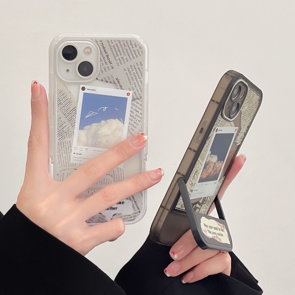 Luxury Newspaper Phone Case With Invisible Stand Compatible for iPhone ...