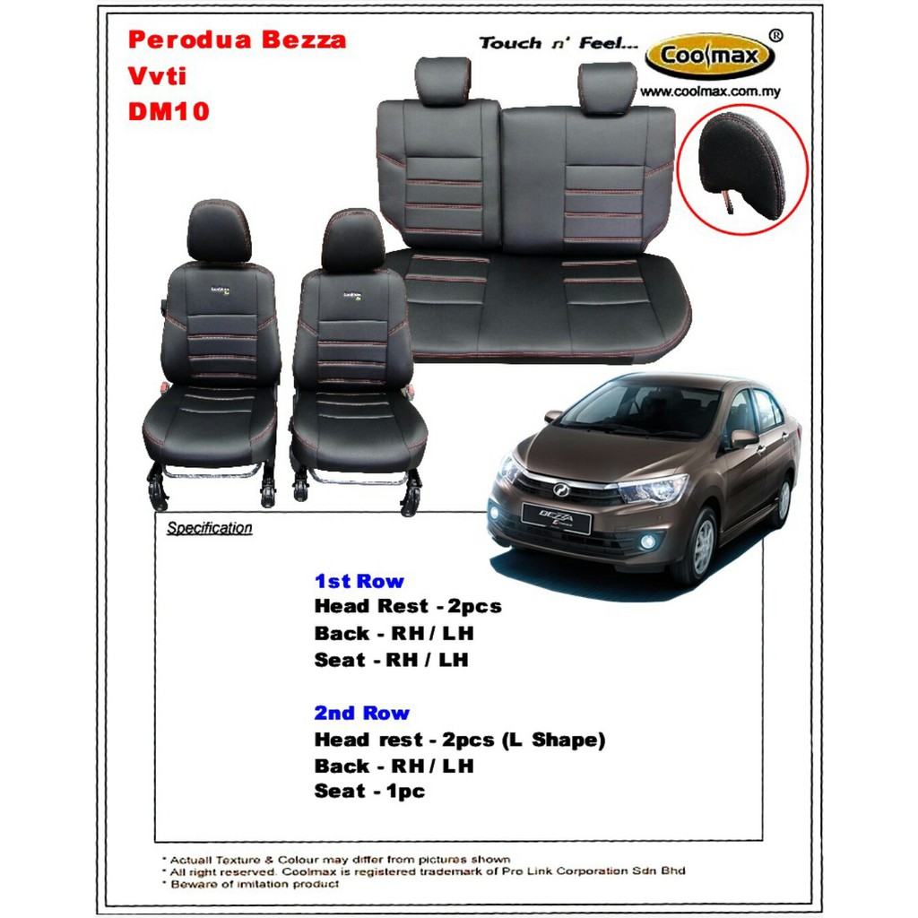 Coolmax Semi Leather Perodua Bezza 1 3 Car Seat Cover Full Set Sarung Kusyen Kereta Saiz Khas Penuh Lengkap Shopee Malaysia