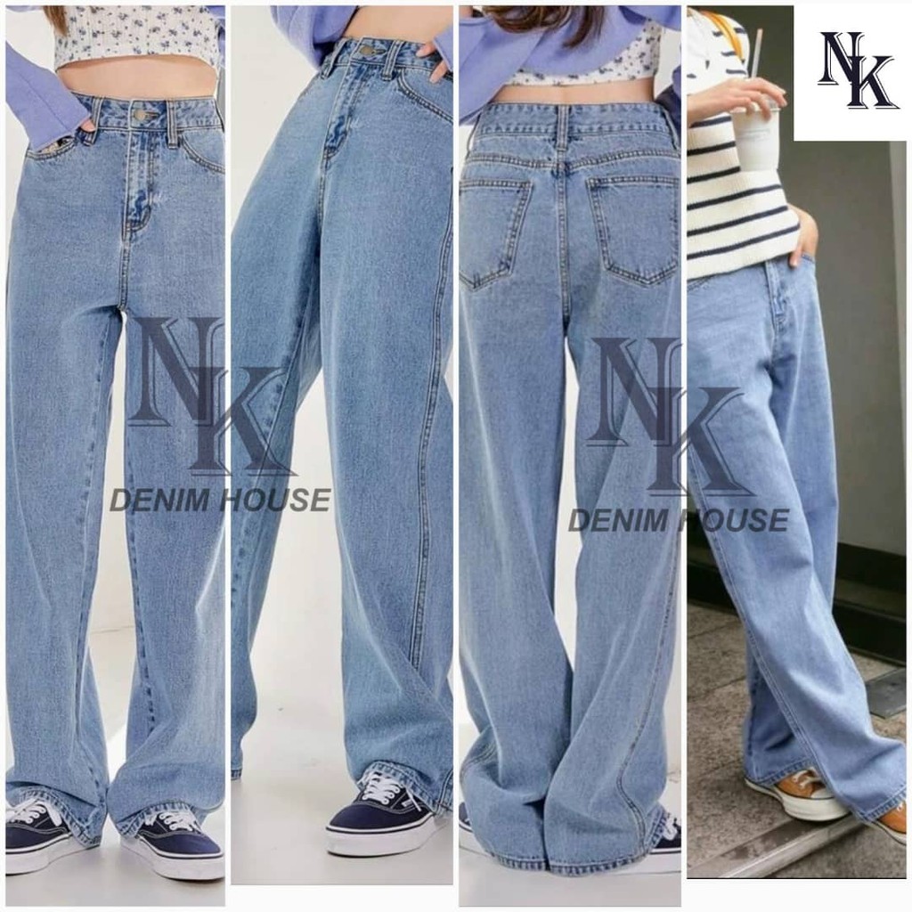 Wide Leg Pants Jeans Women's New Loose High Waist (ready stock 24xxs-38xxxl)