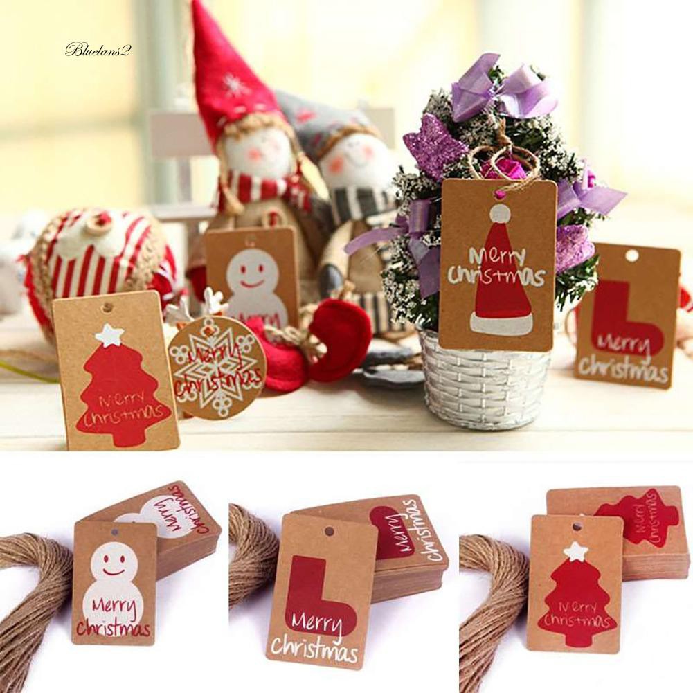 50x Christmas Tree Kraft Wedding Party Gift Card Luggage Paper Hang Tags HK