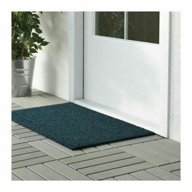 Ikea OPLEV Door mat, in/outdoor black,dark blue,dark green,grey 50x80