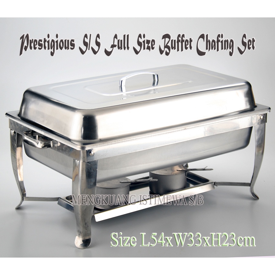 54cm Stainless Steel  Full size buffet Rectangular chafing dish set ,Set buffet berkas jamuan lauk kenduri