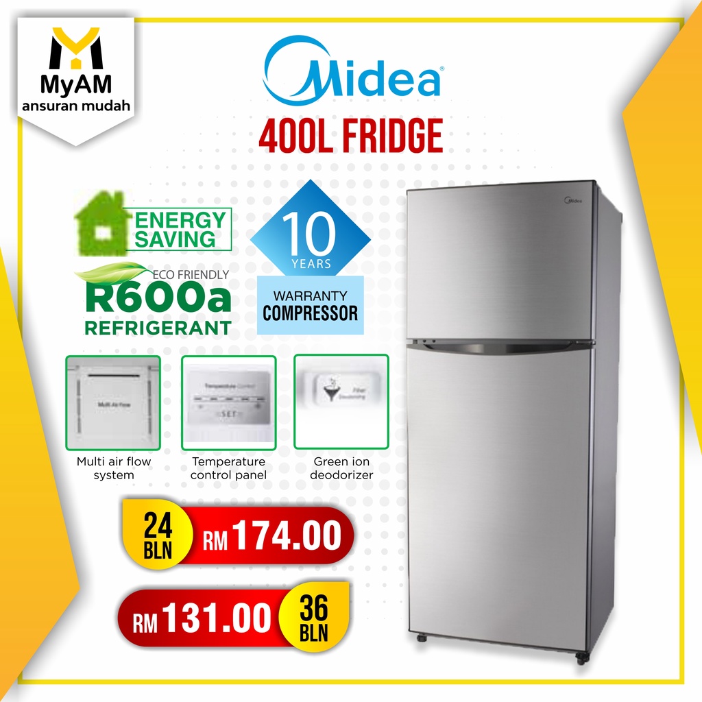 [Peti Sejuk] Ansuran Mudah Midea 400 Litre Top Freezer Fridge Shopee Malaysia