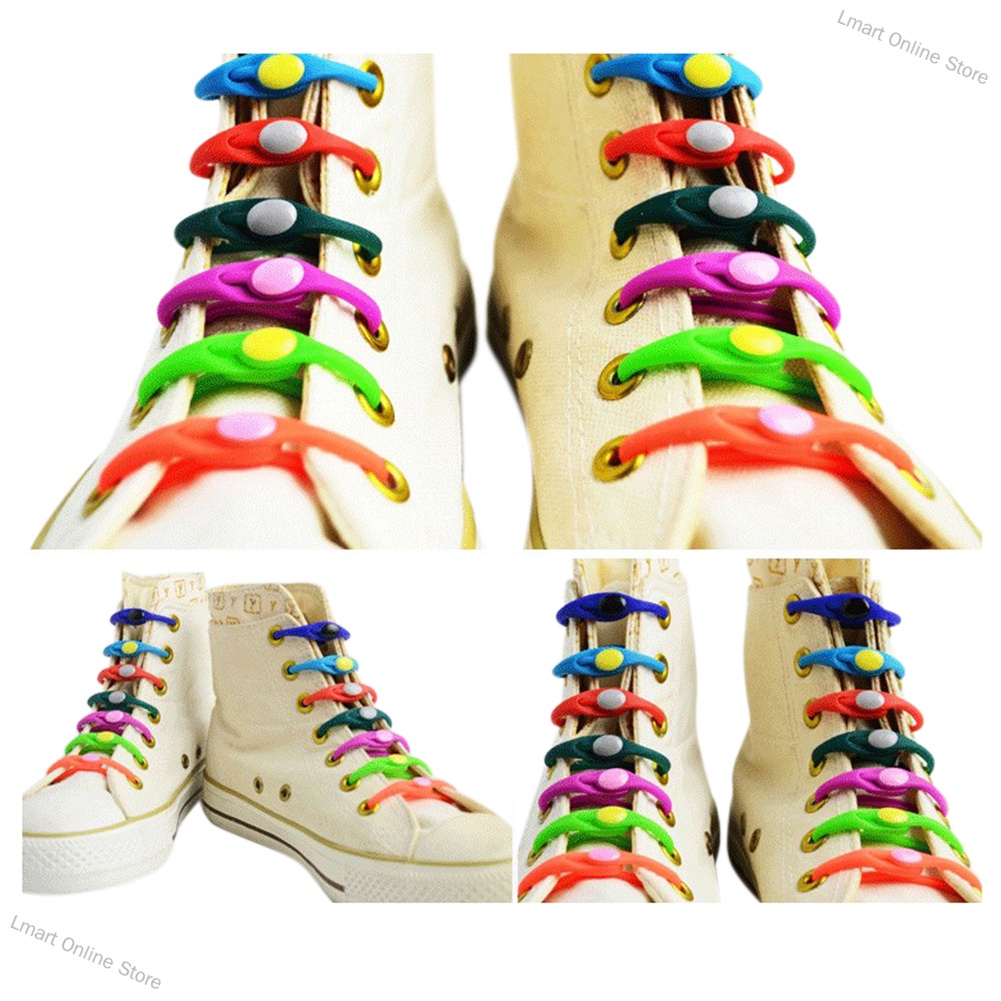 Lmart Online Store 14 Pcs Fashionable Popular Silicone Untied Elastic Lazy Shoes Laces Shoelace for Sports Shoes