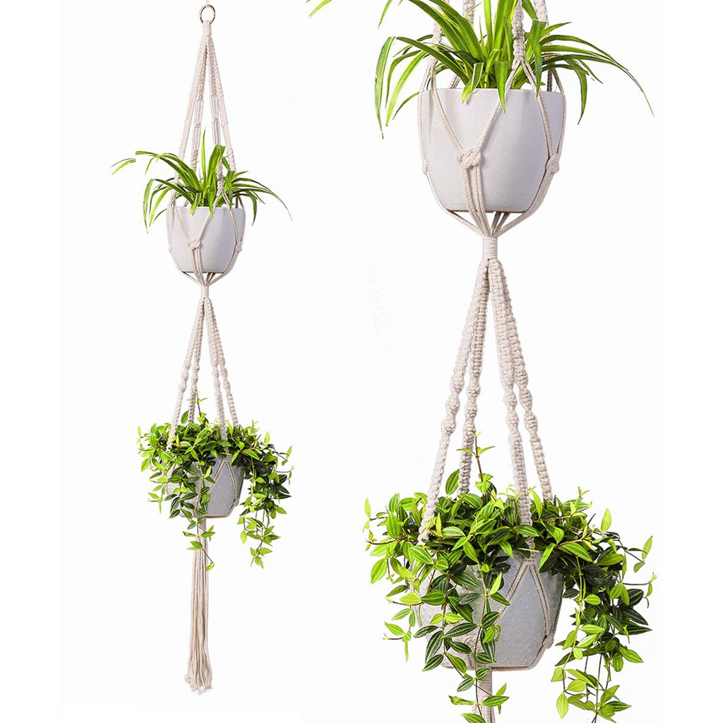 Nisiqi 1 Pack Macrame Plant Hanger Indoor Outdoor Hanging Planter