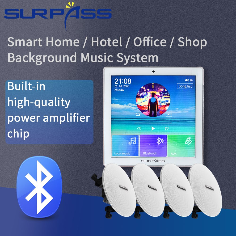 Touch Screen In Wall Amplifier Bluetooth FM 4 Channel HiFi Stereo Sound ...