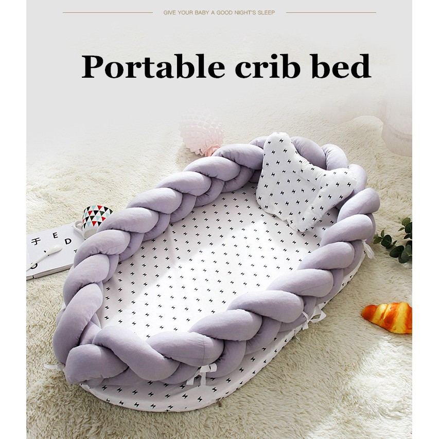 Portable Crib Bed Manual Fence Cotton Weave Bumper Crib Bionic