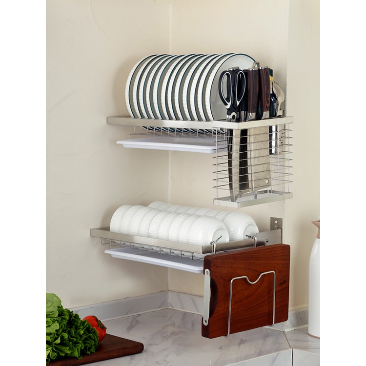 304 stainless steel folding dish rack draining bowl rack free punching wall mounted kitchen rack
