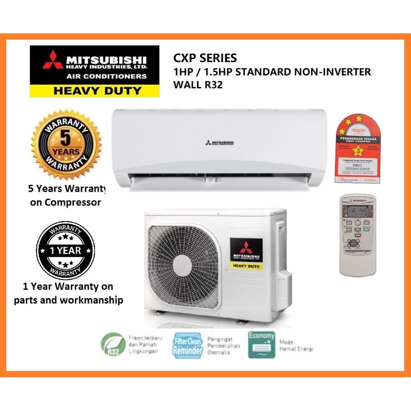 Mitsubishi Air Conditioner R32 Non-Inverter CXP Series 1HP,1.5Hp,2HP