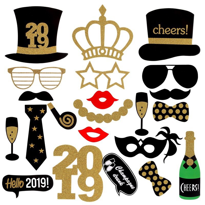 Cheng 1pcs 2019 New Year Photo Booth Props Photograph Prop Camera