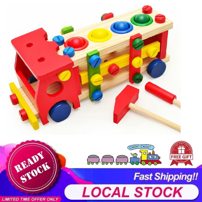 Wooden Pre School Toys Toys Games Wooden Toy Large Train Choo Choo Stacking Bulding Removable Blocks Bricks