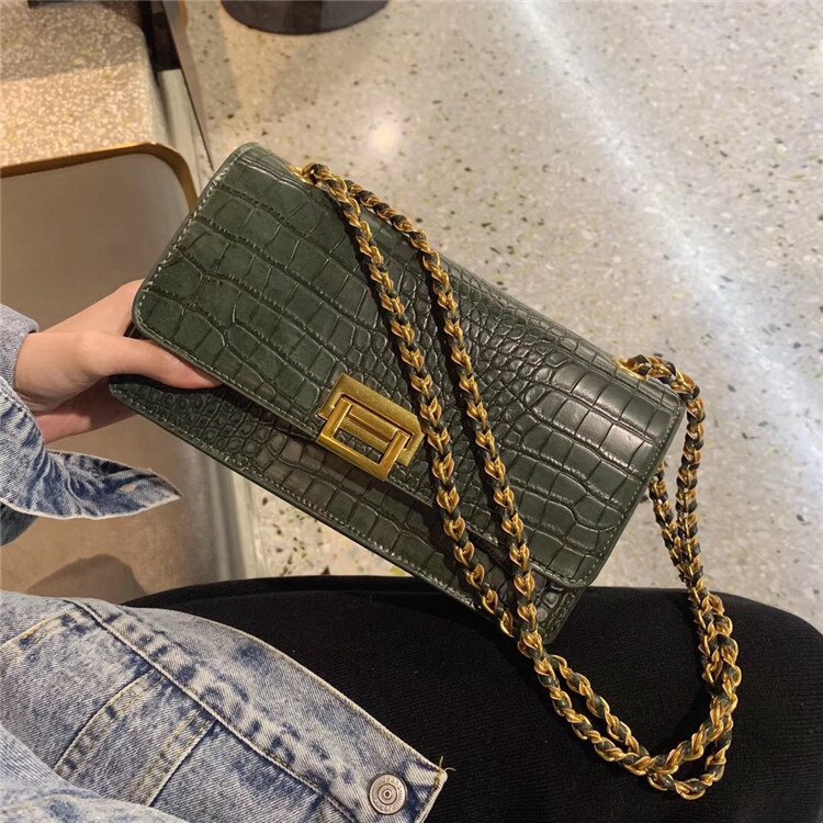 mini flap bag brown croc