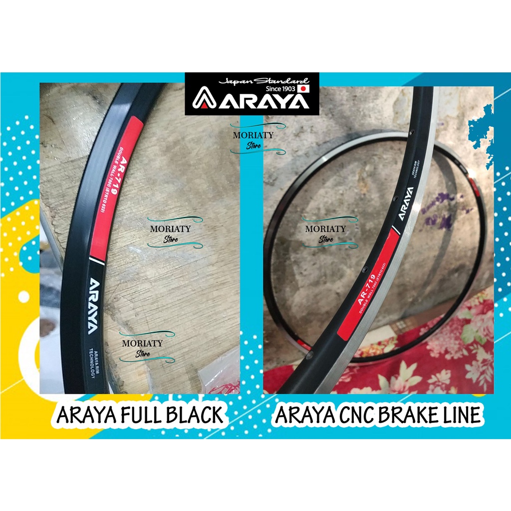 Rims Fixie Roadbike 700C FV 32 & 36 FULL BLACK BLACK CNC. Double WALL. Araya AR-719 | Shopee Malaysia