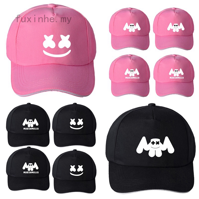 Fuxinhe Pink Black Marshmello Cotton Baseball Cap Adjustable Hip Hop Hat For Women Men Shopee Malaysia - details about kids boys girls roblox marshmello galaxy baseball snapback caps hip hop sun hat