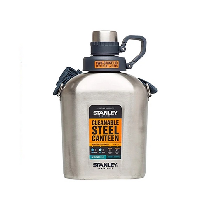 Stanley Adventure Steel Canteen 1L - Vintage Military Style Stainless ...