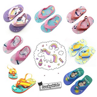 【Ready】Summer Baby Boys Girls Cartoon Animals Flip Flops Kids Cute Unicorn Soft Soled Slipper Sandals Beach Shoes