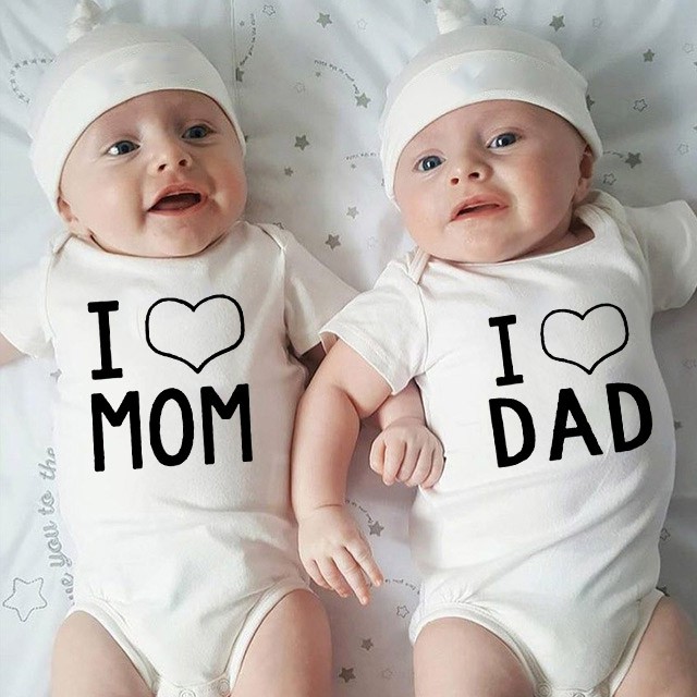 I Love Mom And I Love Dad Newborn Bodysuit Toddler Infant Baby Boys Girls Sister Brother Twins Bodysuit Matching Outfits Onesie Shopee Malaysia