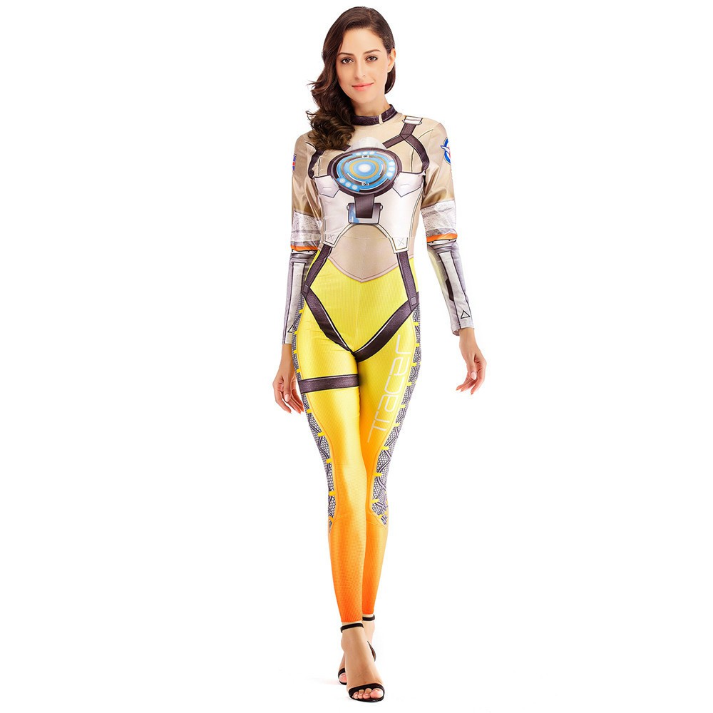 Ow Hero Tracer Costume Cosplay Anime Bodysuit Halloween Costumes For Women Plus Size Jumpsuit Shopee Malaysia