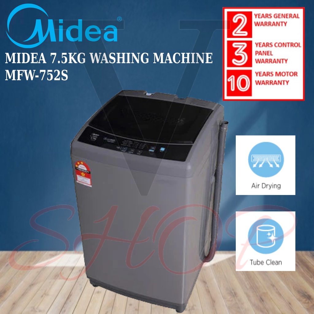 MIDEA 7.5KG TOP LOADING FULLY AUTO WASHING MACHINE MFW752S // MA100W75