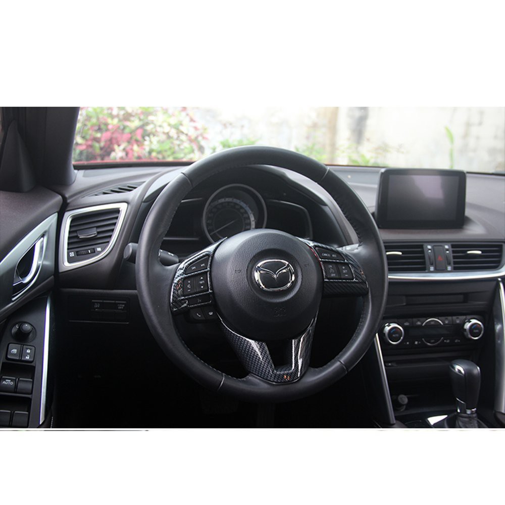 Steering Wheel Cover Interior Trim For Mazda Cx 5 13 16 3 Axela 14 16 6 Atenza 14 15 Carbon Fiber Look