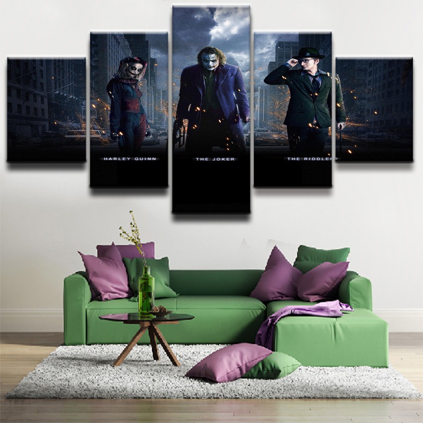 5pcs Batman Harley Quinn Joker 3d Home Canvas Wall Decoration Art