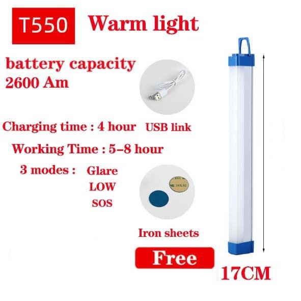 [[ HADIAH PERCUMA 17CM-52CM Tiub Lampu LED 30w/60w/80w Portable USB Rechargeable Emergency Light Camping Lamp Pencahaya