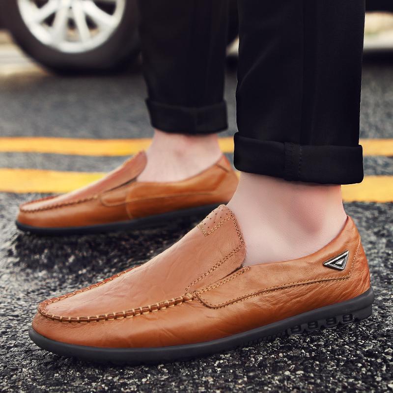 READY STOCK WOOVOO Men's Loafers Genuine Cow Leather Casual Shoes
