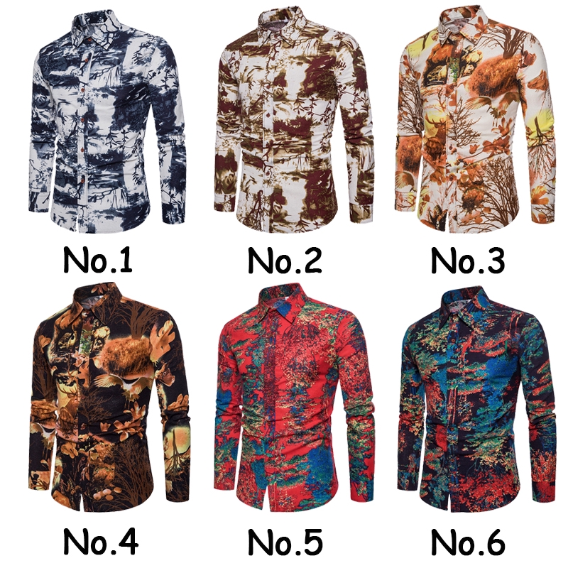 Mens New Slim Fit Baju  Lelaki Long Sleeved Kemeja Lelaki 