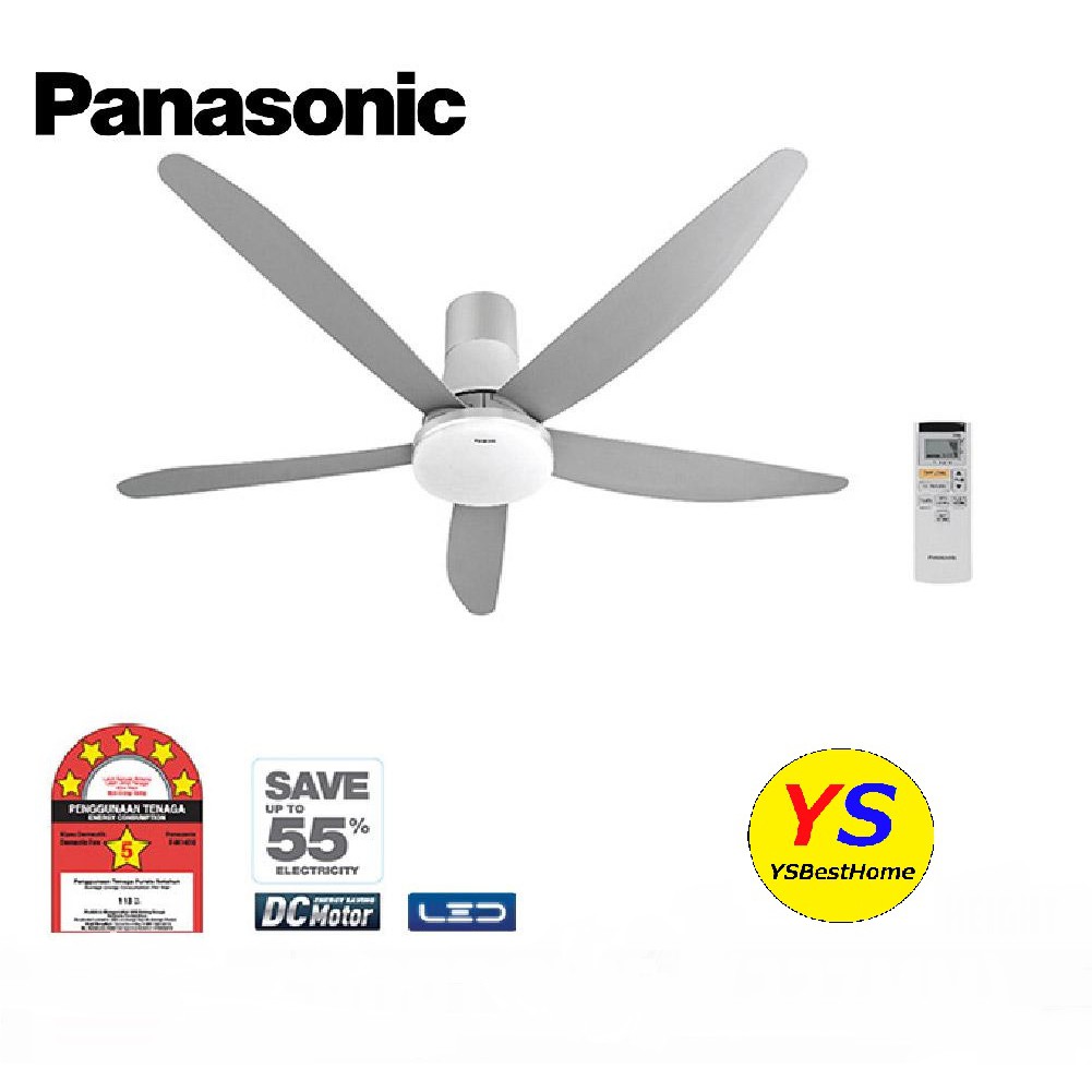 Panasonic Led 5 Blade Short Pipe Ceiling Fan F M15gw Qpi Platinum Silver