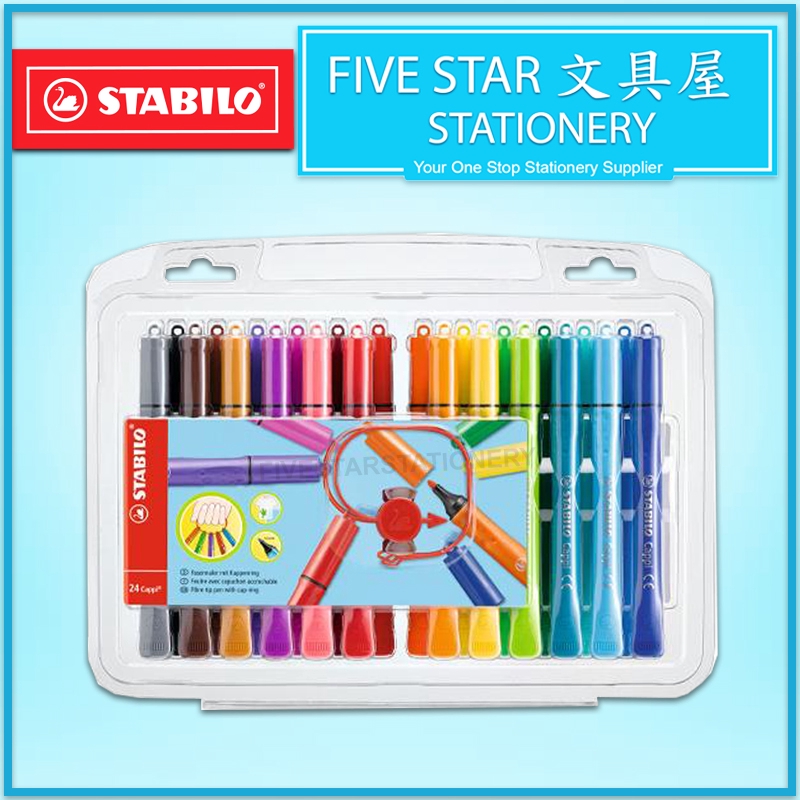 Stabilo 168 24 Cappi 24 Marker Pens With Cap Ring Shopee Malaysia