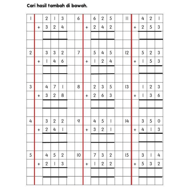 Softcopy Lembaran Kerja Matematik Latih Tubi Operasi Tambah Dalam Lingkungan 1000 Shopee Malaysia