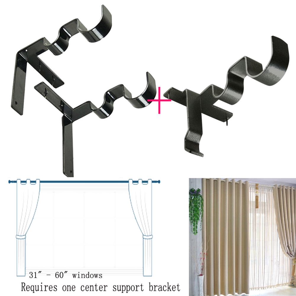 Curtain Bracket Double Rod Support Extensible Stainless Steel