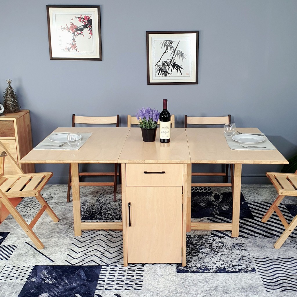 Home Furniture Table Dining Folding Table T 1697 D Evergreen Furniture Rubber Wood Indoor Space Saving Dining Room Table Shopee Malaysia