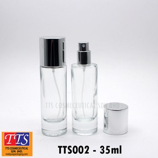 35ml Screw Reﬁllable Glass Perfume Bottle / Botol Minyak Wangi / Botol Kaca (Silver Cap) - TTS002
