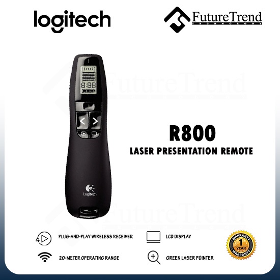 Logitech R800 Laser Presentation Remote With LCD display for time