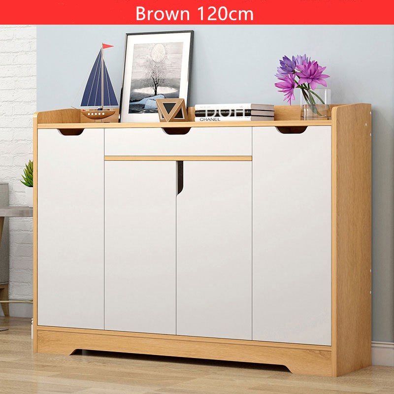 Modern Wood Shoe Cabinet Rack 120cm Diy Home Office Hotel Drawer