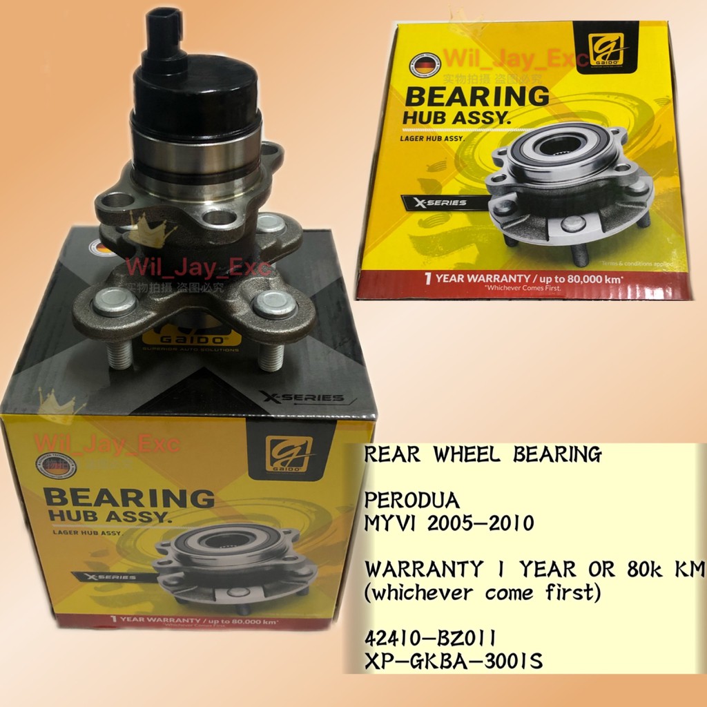 XSERIES GKBA3001 MYVI RW 20052010 REAR WHEEL BEARING ABS GAIDO