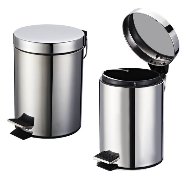 Metal Waste Basket with Removable Inner Bucket Round Stainless Steel Garbage Bin with Soft Close Lid & Step Foot Pedal 12L & 30L SMART RETAILERS Trash Can 12L 