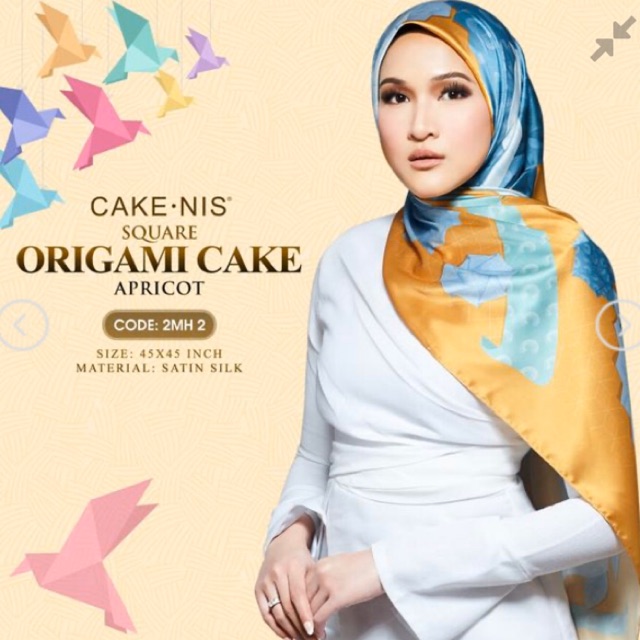  Cakenis  Square Origami  Cake  Tudung bawal cakenis  