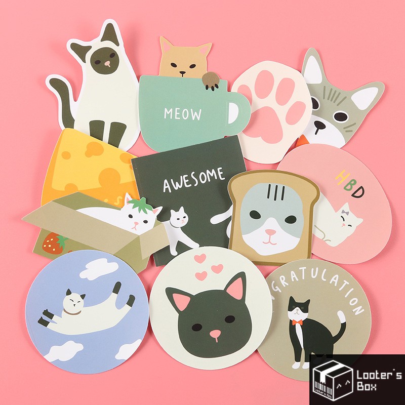 1 Piece Cute Cat Kucing Waterproof Sticker for Luggage Laptop Journal ...