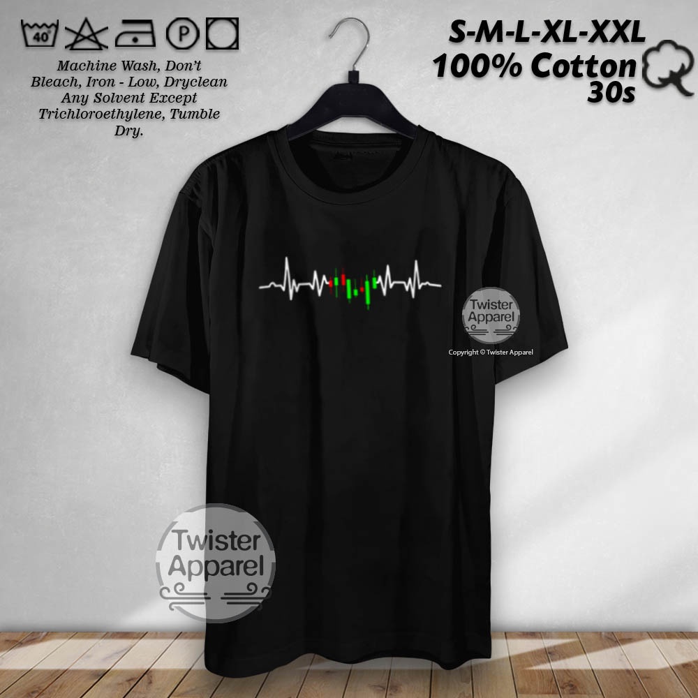 T-shirt Crypto Trader Heartbeat Cyptocurrency Bitcoin Ethereum Solana Bitcoin Shirt Distro Casual Cotton Combed 30s - TW9074