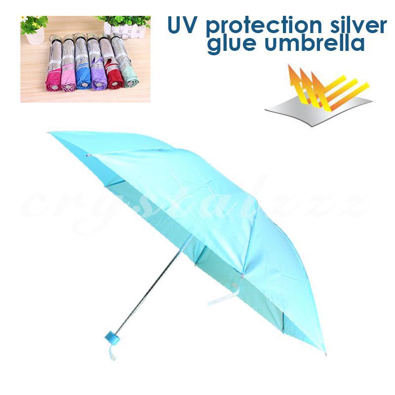 White All-weather Umbrella Five-folded Sunproof Pocket Umbrella Women Anti-UV Lightweight Small Black Gum Sunshade Flat Umbrella