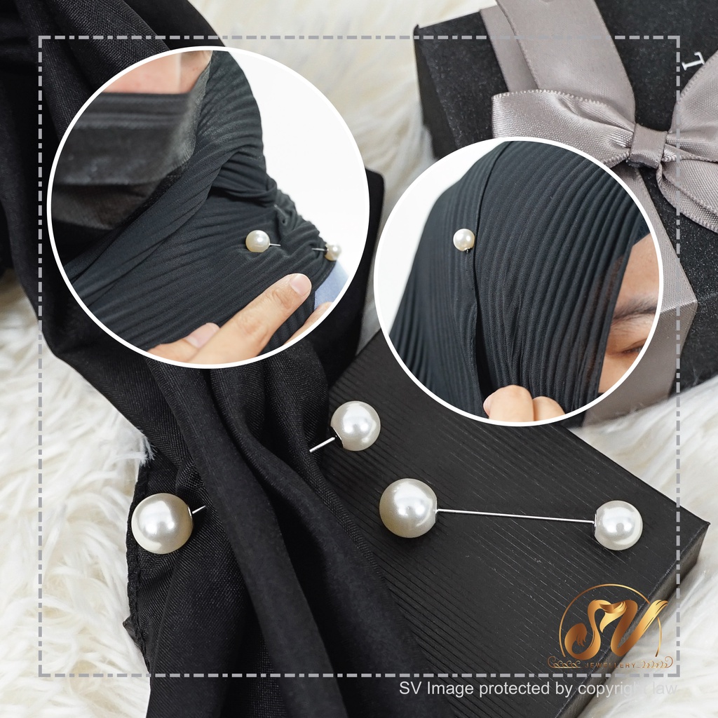 Brooch Pin Tudung Shawl Bawal Kerongsang Single Pin Jarum Peniti Cover Pearl Hijab SV Jewellery Accessories Fashion