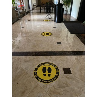 Large Size 50cmx50cm SOP MCO PKPP Covid 19 Social Distance Distancing Sign Attention Round Floor ...