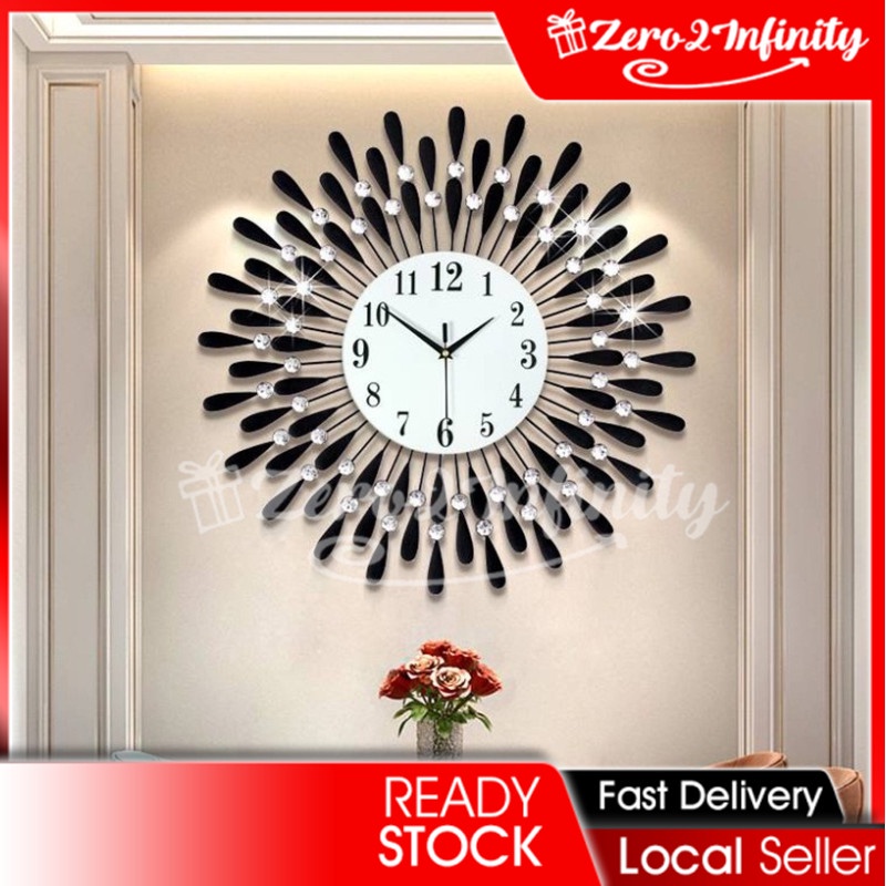 【Z2I】Modern Design Luxury style 3D Luminous wall clock Living Room Quartz Wall clock