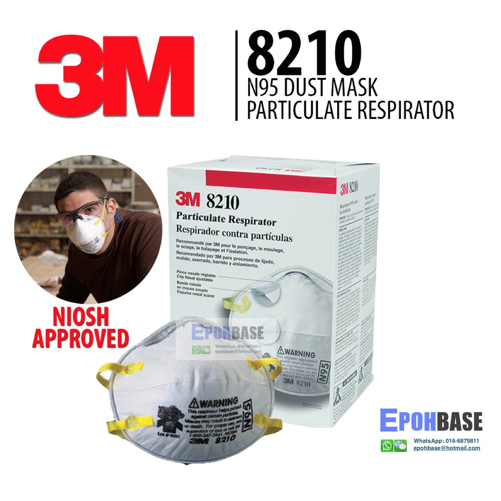 20pieces Original 3m 8210 N95 Mask Disposable Respirator Mask Filter Dust Mask Shopee Malaysia 