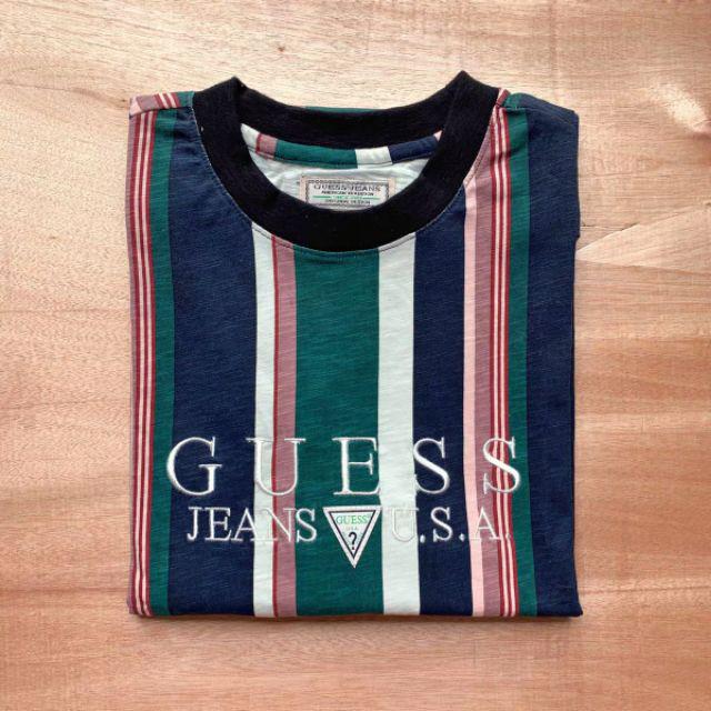 guess striped shirt with logo